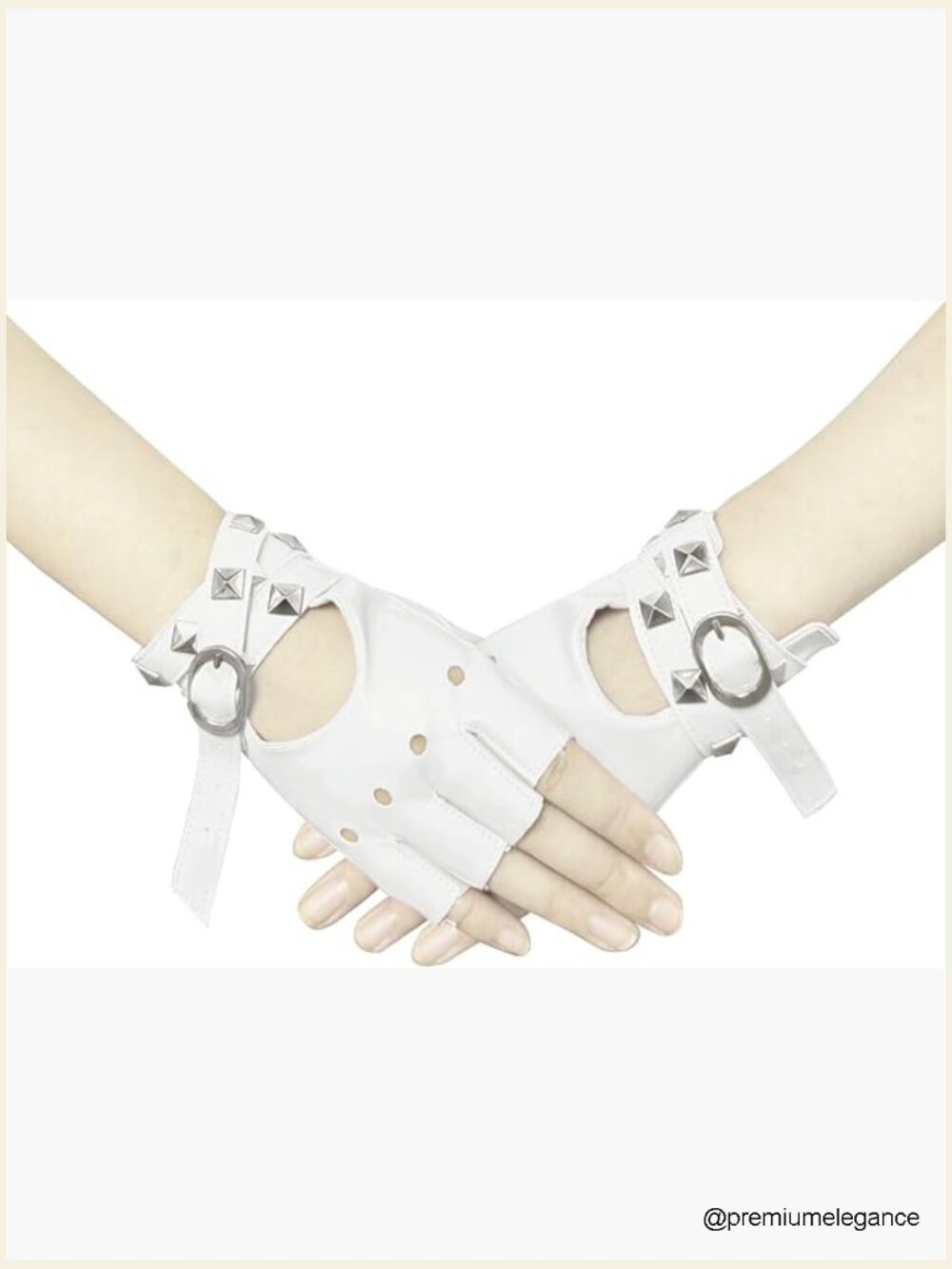 PU Leather Half Finger Rivet Gloves Punk Rock Costume Accessory